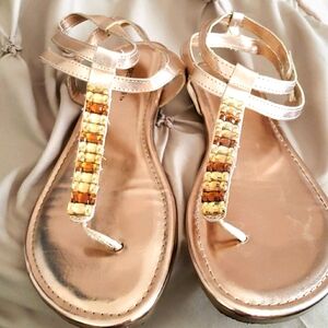Faded Glory Rose Gold Crystal Embellished Sandals Size 9